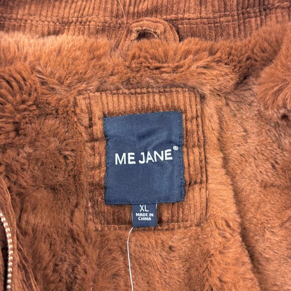 Me Jane Women's Faux Fur Lined Zip/Snap Button Brown Corduroy Jacket Size XL NWT - Picture 6 of 10